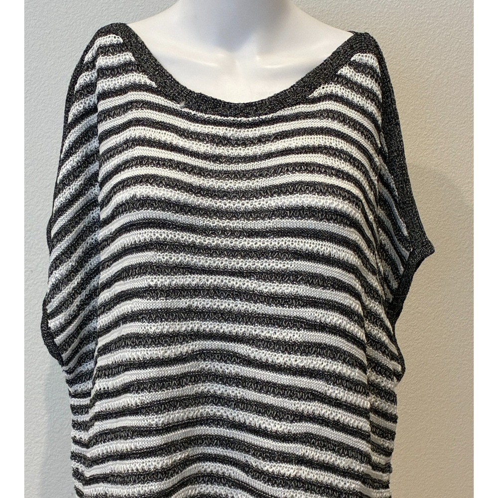 Coldwater Creek Womens Sleeveless Knit Striped Sweater Size 2X Black Lagenlook - Picture 2 of 11